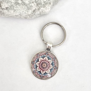 Mandala mintás üveglencsés kulcstartó 009 - Meska.hu