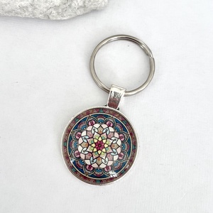 Mandala mintás üveglencsés kulcstartó 008 - Meska.hu