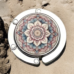Mandala csempe virág mintázatú Üveglencsés Táska Akasztó Táskaakasztó - táska & tok - kulcstartó & táskadísz - táskaakasztó - Meska.hu