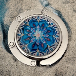 Mandala csempe virág mintázatú Üveglencsés Táska Akasztó Táskaakasztó - táska & tok - kulcstartó & táskadísz - táskaakasztó - Meska.hu