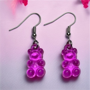 Gumimaci fülbevaló pink, Ékszer, Fülbevaló, Lógó fülbevaló, Ékszerkészítés, MESKA