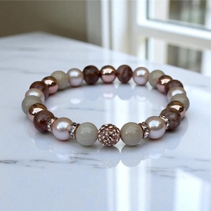 Ásványkarkötő rosegold nude barna 17-17,5 5584036 - Meska.hu