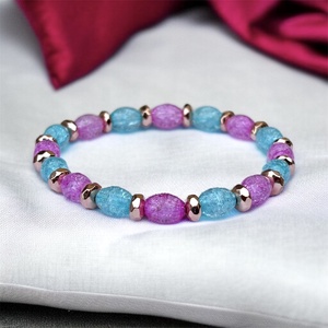 Ásványkarkötő pink kék rosegold 16,5-17 5584087 - Meska.hu