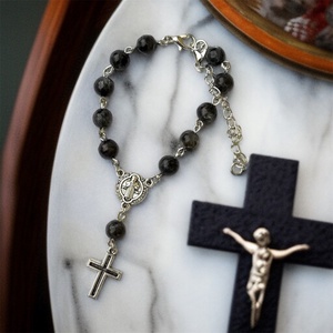 Szent Benedek autós rózsafüzér, tizedes rózsafüzér labradorit ásványból 5585037 - Meska.hu