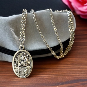 Szent Kristóf amulett medál talizmán nemesacél kapcsos láncon, Ékszer, Nyaklánc, Medálos nyaklánc, Ékszerkészítés, MESKA