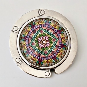 Mandala mintázatú Üveglencsés Táska Akasztó Táskaakasztó 5596797 - táska & tok - kulcstartó & táskadísz - táskaakasztó - Meska.hu