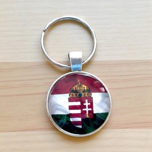 Üveglencsés fém kulcstartó - Magyar Nemzeti Címer, Táska & Tok, Kulcstartó & Táskadísz, Kulcstartó, Üvegművészet, MESKA