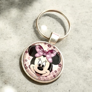 Üveglencsés fém kulcstartó - Mickey Minnie, Táska & Tok, Kulcstartó & Táskadísz, Kulcstartó, Ékszerkészítés, MESKA