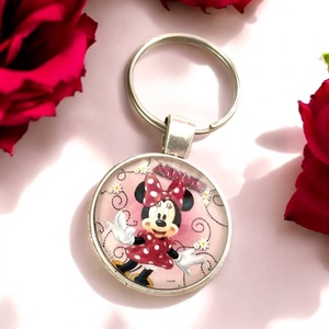 Üveglencsés fém kulcstartó - Mickey Egér Minnie , Táska & Tok, Kulcstartó & Táskadísz, Kulcstartó, Ékszerkészítés, Üvegművészet, MESKA