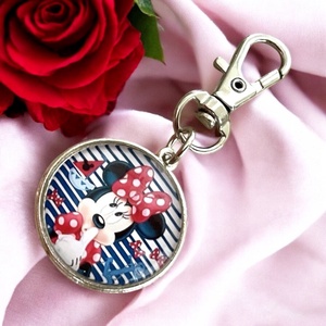 Mickey Egér Minnie mintás üveglencsés kulcstartó táskadísz, Táska & Tok, Kulcstartó & Táskadísz, Kulcstartó, , MESKA