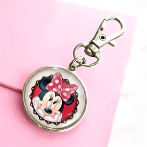 Mickey Egér Minnie mintás üveglencsés kulcstartó táskadísz, Táska & Tok, Kulcstartó & Táskadísz, Kulcstartó, , MESKA