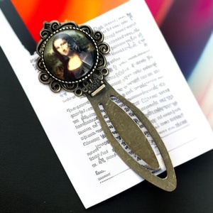 Mona Lisa festmény mintázatú üveglencsés fém vintage stílusú könyvjelző egyedi ajándék, Könyv & Zene, Könyvjelző, Ékszerkészítés, Üvegművészet, MESKA