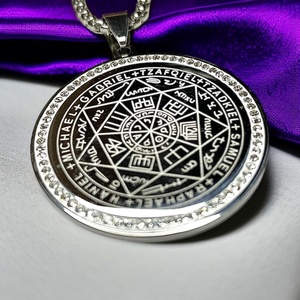 Hét arkangyal nemesacél nyaklánc apró strasszköves medállal talizmán amulett - ékszer - nyaklánc - medálos nyaklánc - Meska.hu