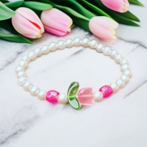 Színes vidám gyerek karkötő tulipános, Ékszer, Karkötő, Gyöngyös karkötő, Ékszerkészítés, Gyöngyfűzés, gyöngyhímzés, MESKA