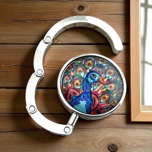 Páva Pávás mintázatú Üveglencsés Táska Akasztó Táskaakasztó - táska & tok - kulcstartó & táskadísz - táskaakasztó - Meska.hu