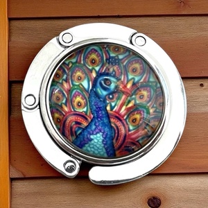 Páva Pávás mintázatú Üveglencsés Táska Akasztó Táskaakasztó - táska & tok - kulcstartó & táskadísz - táskaakasztó - Meska.hu