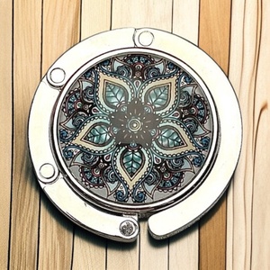 Mandala csempe virág mintázatú Üveglencsés Táska Akasztó Táskaakasztó - táska & tok - kulcstartó & táskadísz - táskaakasztó - Meska.hu