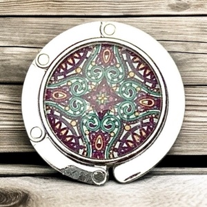 Mandala mintázatú Üveglencsés Táska Akasztó Táskaakasztó - táska & tok - kulcstartó & táskadísz - táskaakasztó - Meska.hu