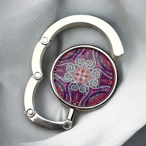 Mandala mintázatú Üveglencsés Táska Akasztó Táskaakasztó, Táska & Tok, Kulcstartó & Táskadísz, Táskaakasztó, Ékszerkészítés, Üvegművészet, MESKA