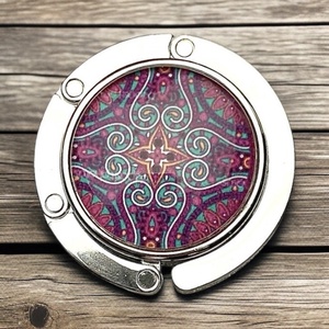 Mandala mintázatú Üveglencsés Táska Akasztó Táskaakasztó - táska & tok - kulcstartó & táskadísz - táskaakasztó - Meska.hu