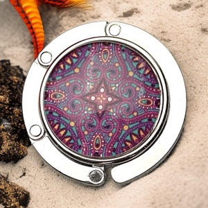 Mandala mintázatú Üveglencsés Táska Akasztó Táskaakasztó - táska & tok - kulcstartó & táskadísz - táskaakasztó - Meska.hu