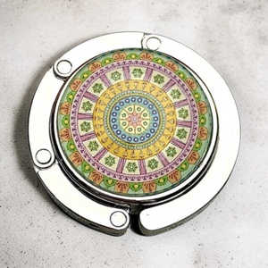 Mandala csempe virág mintázatú Üveglencsés Táska Akasztó Táskaakasztó - táska & tok - kulcstartó & táskadísz - táskaakasztó - Meska.hu