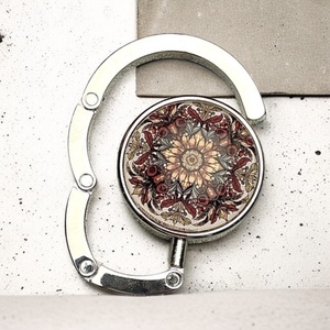 Mandala csempe virág mintázatú Üveglencsés Táska Akasztó Táskaakasztó, Táska & Tok, Kulcstartó & Táskadísz, Táskaakasztó, Üvegművészet, MESKA