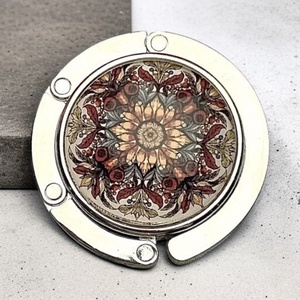 Mandala csempe virág mintázatú Üveglencsés Táska Akasztó Táskaakasztó - táska & tok - kulcstartó & táskadísz - táskaakasztó - Meska.hu