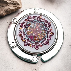 Mandala mintázatú Üveglencsés Táska Akasztó Táskaakasztó - táska & tok - kulcstartó & táskadísz - táskaakasztó - Meska.hu