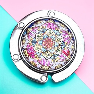 Mandala mintázatú Üveglencsés Táska Akasztó Táskaakasztó - táska & tok - kulcstartó & táskadísz - táskaakasztó - Meska.hu