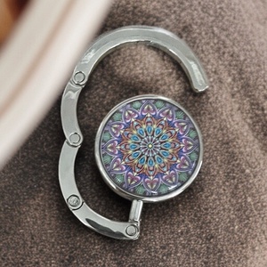 Mandala mintázatú Üveglencsés Táska Akasztó Táskaakasztó, Táska & Tok, Kulcstartó & Táskadísz, Táskaakasztó, Ékszerkészítés, Üvegművészet, MESKA