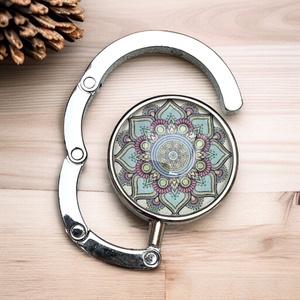 Mandala mintázatú Üveglencsés Táska Akasztó Táskaakasztó, Táska & Tok, Kulcstartó & Táskadísz, Táskaakasztó, Üvegművészet, Ékszerkészítés, MESKA