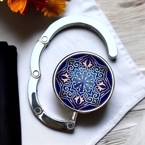 Mandala mintázatú Üveglencsés Táska Akasztó Táskaakasztó, Táska & Tok, Kulcstartó & Táskadísz, Táskaakasztó, Ékszerkészítés, Üvegművészet, MESKA
