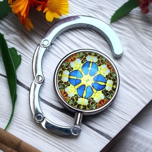Mandala mintázatú Üveglencsés Táska Akasztó Táskaakasztó, Táska & Tok, Kulcstartó & Táskadísz, Táskaakasztó, Ékszerkészítés, Üvegművészet, MESKA