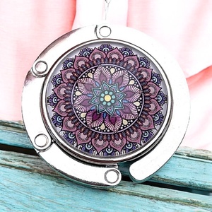 Mandala mintázatú Üveglencsés Táska Akasztó Táskaakasztó - táska & tok - kulcstartó & táskadísz - táskaakasztó - Meska.hu