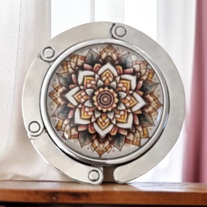 Mandala Virág mintázatú Üveglencsés Táska Akasztó Táskaakasztó 5603836 - táska & tok - kulcstartó & táskadísz - táskaakasztó - Meska.hu