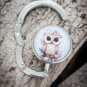 Bagoly mintázatú Üveglencsés Táska Akasztó Táskaakasztó, Táska & Tok, Kulcstartó & Táskadísz, Táskaakasztó, Ékszerkészítés, Üvegművészet, MESKA