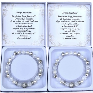 Örömanya szülőköszöntő ajándék LUXURY ásvány karkötő cirkónia köves charm díszítésekkel díszdobozban kísérő szöveggel  - Meska.hu