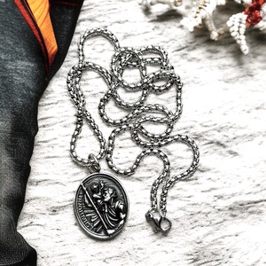 Nemesacél Szent Kristóf amulett medál talizmán nemesacél kapcsos láncon 5631714 - ékszer - nyaklánc - medálos nyaklánc - Meska.hu