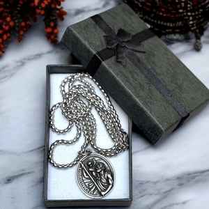 Nemesacél Szent Kristóf amulett medál talizmán nemesacél kapcsos láncon 5631714, Ékszer, Nyaklánc, Medálos nyaklánc, Ékszerkészítés, MESKA