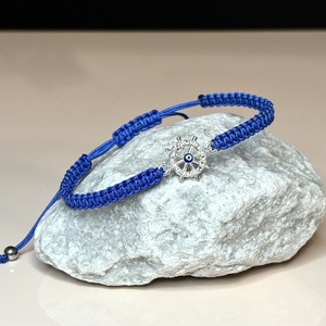 Kék védelmező csomózott karkötő Hajókormányos Nazar Medállal  - ékszer - karkötő - fonott karkötő - Meska.hu