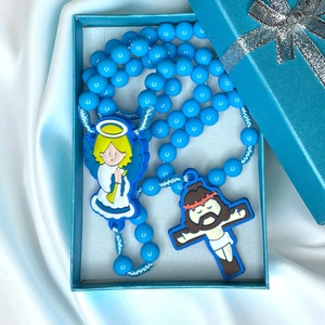 Kék gyerek kisfiú rózsafüzér keresztelő ajándék díszdobozban 5641754 - otthon & életmód - vallás - lánc & füzér - Meska.hu