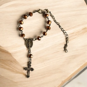 Vintage stílusú bronz színű autós rózsafüzér, tizedes rózsafüzér 5641748, Otthon & Életmód, Vallás, Lánc & Füzér, Ékszerkészítés, MESKA