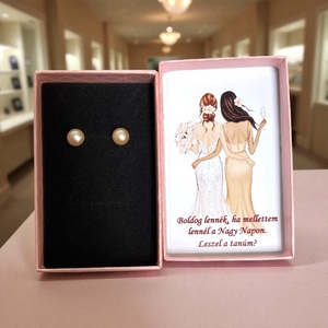 Tanú felkérő ajándék valódi igazgyöngy fülbevaló díszdobozban nude 6 mm 5640000, Esküvő, Meghívó & Kártya, Tanú felkérő, Ékszerkészítés, MESKA