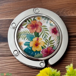 Trópusi Virág mintázatú Üveglencsés Táska Akasztó Táskaakasztó 5409448 - táska & tok - kulcstartó & táskadísz - táskaakasztó - Meska.hu