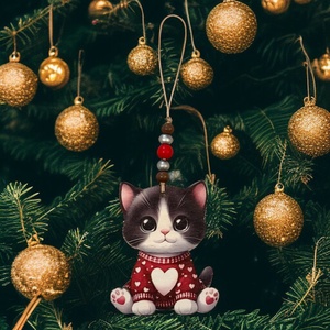 Macskás fadísz karácsonyi dísz dekoráció 5637158, Karácsony, Karácsonyi lakásdekoráció, Karácsonyfadíszek, Ékszerkészítés, Famegmunkálás, MESKA