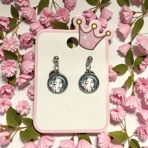 Trendi csajos lány üveglencsés nemesacél fülbevaló 5664946, Ékszer, Fülbevaló, Lógó fülbevaló, Ékszerkészítés, Üvegművészet, MESKA