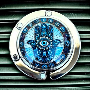 Hamsa kéz védelmező mintázatú Üveglencsés Táska Akasztó Táskaakasztó 5666304 - táska & tok - kulcstartó & táskadísz - táskaakasztó - Meska.hu