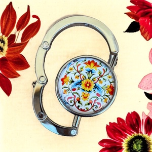 Virág mintázatú Üveglencsés Táska Akasztó Táskaakasztó 5666345, Táska & Tok, Kulcstartó & Táskadísz, Táskaakasztó, Üvegművészet, MESKA