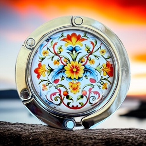 Virág mintázatú Üveglencsés Táska Akasztó Táskaakasztó 5666345 - táska & tok - kulcstartó & táskadísz - táskaakasztó - Meska.hu